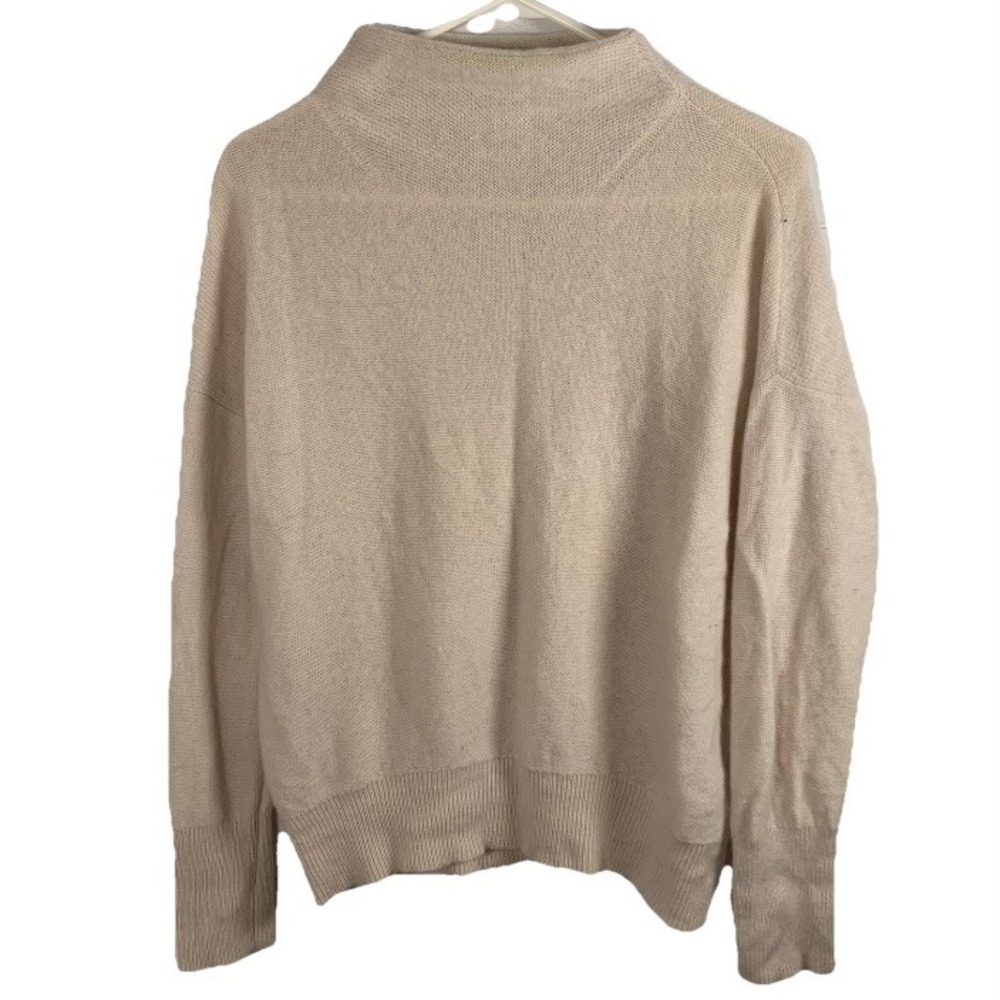 R Label Sweater‎ Cream Wool Cashmere Mock Neck Women Sz S Quiet Luxury READ